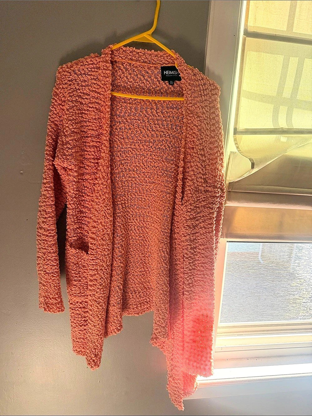 Heimish USA Textured Open Front Cardigan in Pink